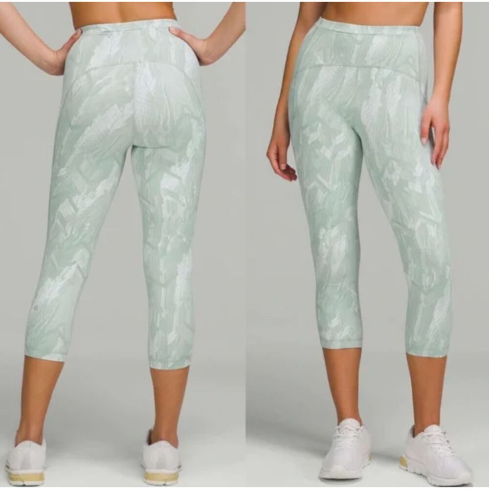 ~ NEW! Sz 4 Lululemon Swift Speed High-Rise Crop, 21" Light Gray Green Blue Lulu